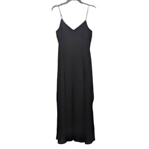 White House Black Market Womens 6 Black V-Neck Lace Up Maxi Dress Whimsigoth